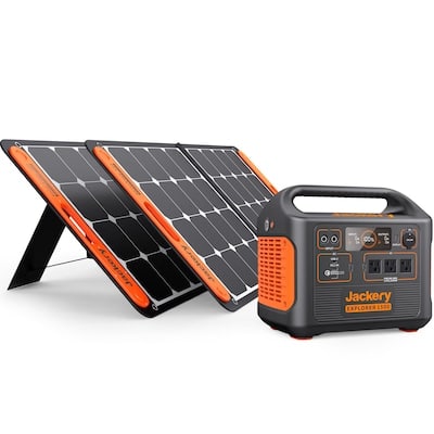  Image of a solar generator and panels for home appliances 