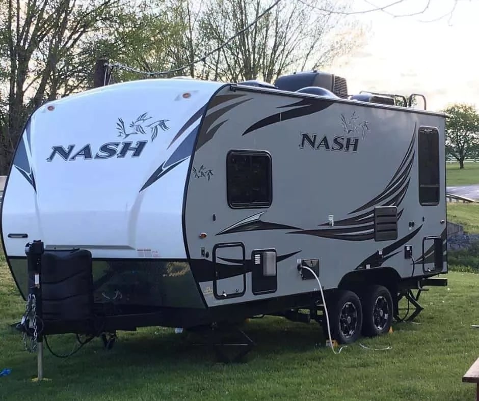 small travel trailer with built-in generator— The Northwoods Manufacturing Nash 17K
